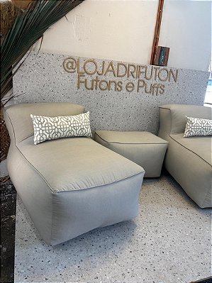 Conjunto Puff G Standard + 1 Peseira + 1 Almofada cor cinza 510