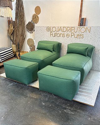 Conjunto Puff G Standard + 2 Peseiras + 2 Almofadas