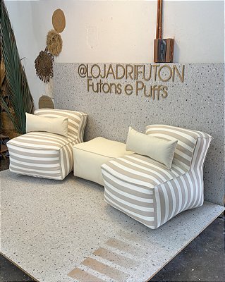 Conjunto Puff P Standard + 1 Peseira + 2 Almofadas