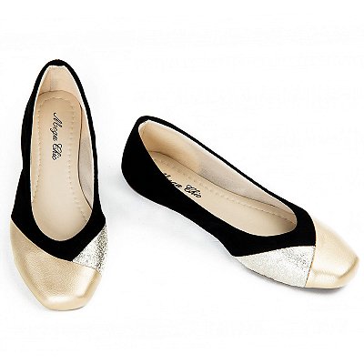 Sapatilha Preta com Dourado MegaChic