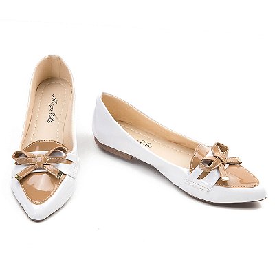 Sapatilha Branco e Marrom MegaChic.