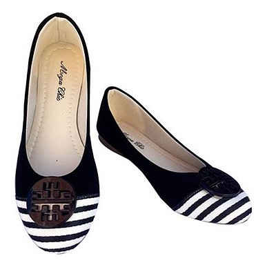 Sapatilha Preta nobuck com Listras MegaChic