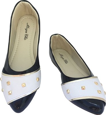 Sapatilha Preta Verniz com Branco