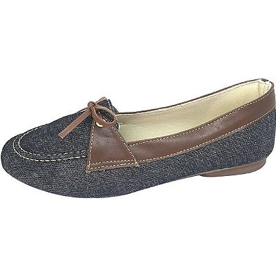 Mocassim Preto Jeans e Marrom MegaChic
