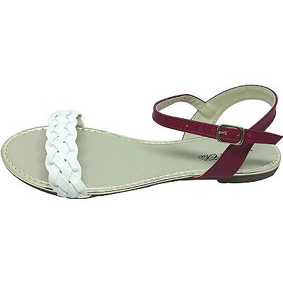 Rasteirinha Branco com Rosa MegaChic