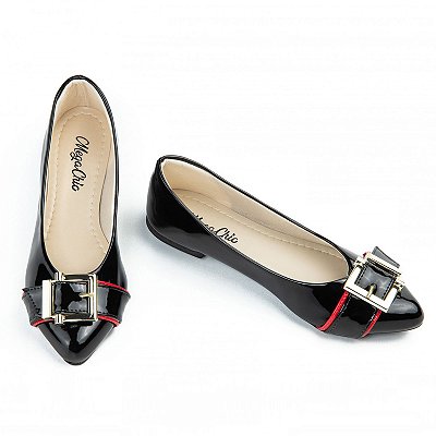 Sapatilha Preta com Fivela Grossa MegaChic