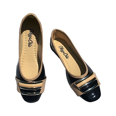 Sapatilha Preta com Nude MegaChic