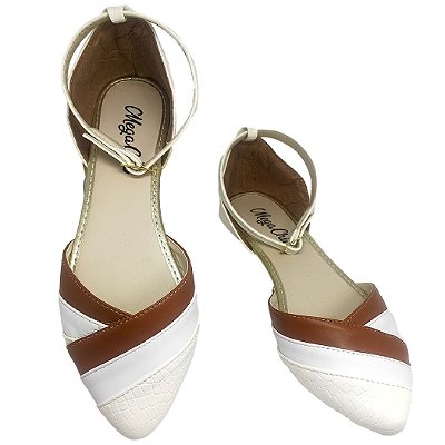 Salomé Branco Croc com Marrom MegaChic