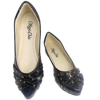 Sapatilha Preta Trançada com Dourado MegaChic