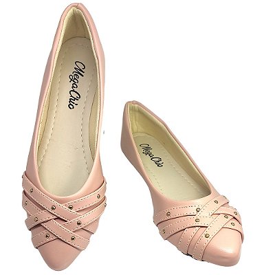 Sapatilha Rose Trançada com Dourado MegaChic