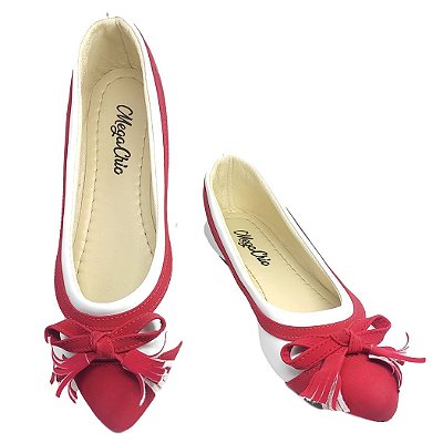 Sapatilha Branco com Vermelho MegaChic