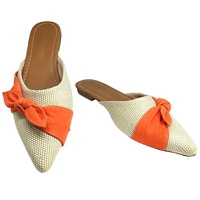 Mule Bege e Laranja MegaChic