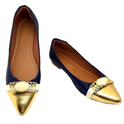 Sapatilha Azul e Dourado MegaChic