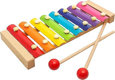 Xilofone Infantil Colorido em Madeira – Instrumento Musical Educativo com Escala Completa