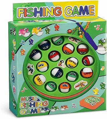 Pega Peixe Infantil com Som – Jogo de Pescaria Maluca a Pilha com Peixinhos Coloridos e Varas de Pesca