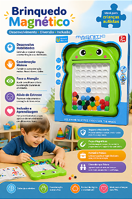 Quadro Magnético Educativo Infantil para Crianças Autistas Coordenação Motora