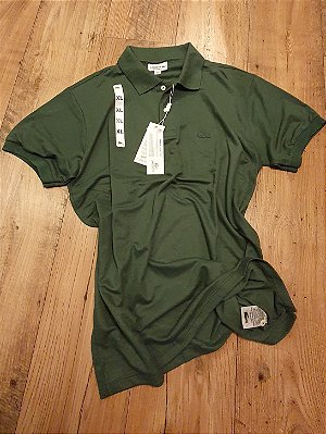 Polo Lacoste Monocromática Masculina Verde Militar