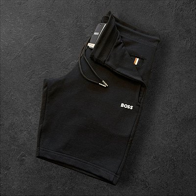 Bermuda Moletom BOSS Masculina Preta