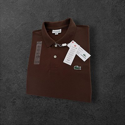 Camiseta Polo Lacoste Masculina Marrom