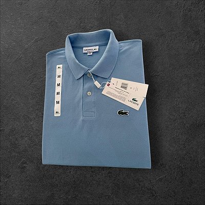 Camiseta Polo Lacoste Masculina Azul Claro