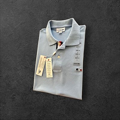 Camiseta Polo Lacoste France Masculina Azul Claro