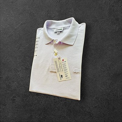 Polo Lacoste Masculina Monocromática Branca