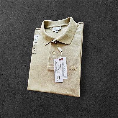 Polo Lacoste Masculina Monocromática Bege