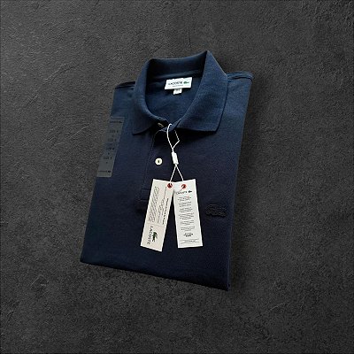 Polo Lacoste Masculina Monocromática Azul Marinho