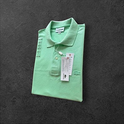 Polo Lacoste Masculina Monocromática Verde Claro