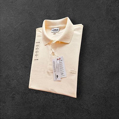 Polo Lacoste Masculina Monocromática Off White