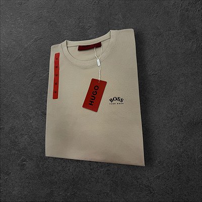 Camiseta Básica Hugo Boss Masculina Bege
