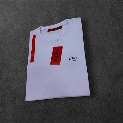 Camiseta Básica Hugo Boss Masculina Branca