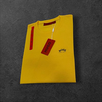 Camiseta Básica Hugo Boss Masculina Amarela