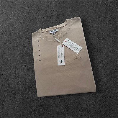 Camiseta Básica Lacoste Monocromática Masculina Bege