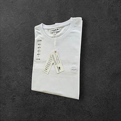 Camiseta Básica Lacoste Monocromática Masculina Branca