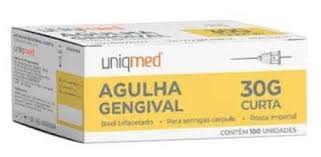 AGULHA GENGIVAL 30G 0,30 X 25MM UNIQMED CX 100 UN
