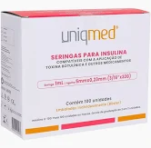 SERINGA INSULINA C/ AGULHA 1ML 5 X 0,23MM 32G UNIQMED CX 100 UN