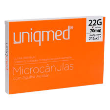 MICROCANULAS C/ AGULHA AUXILIAR 22G 0,70 X 70MM UNIQMED CX 12 UN