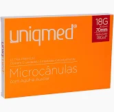 MICROCANULAS C/ AGULHA AUXILIAR 18G 1,25 X 70MM UNIQMED CX 12 UN