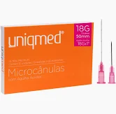 MICROCANULAS C/ AGULHA AUXILIAR 18G 1,25 X 50MM UNIQMED CX 12 UN