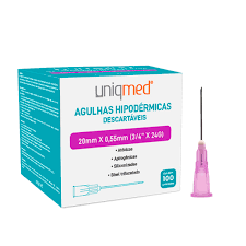 AGULHA HIPODERMICA 24G 20 X 0,55 MM UNIQMED CX 100 UN
