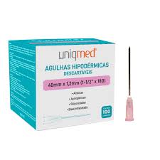 AGULHA HIPODERMICA 18G 40 X 1,2 MM UNIQMED CX 100 UN