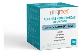 AGULHA HIPODERMICA 23G 25 X 0,6 MM UNIQMED CX 100 UN
