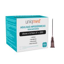 AGULHA HIPODERMICA 22G 25 X 0,7 MM UNIQMED CX 100 UN