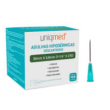 AGULHA HIPODERMICA 21G 30 X 0,8 MM UNIQMED CX 100 UN