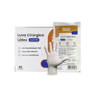 LUVA CIRURGICA LATEX COM PO TM 8.0 MEDIX PAR