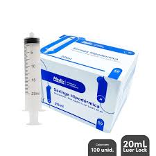 SERINGA S/ AGULHA 20ML LUER LOCK MEDIX CX 50CX UN