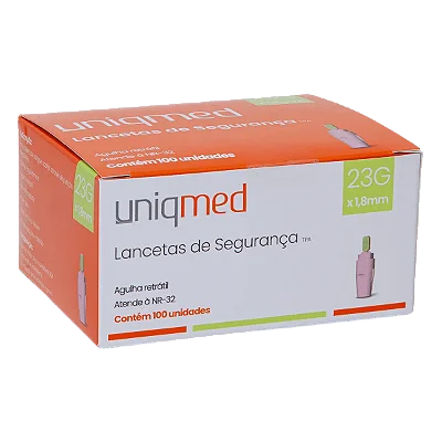 LANCETA DE SEGURANÇA 23G UNIQMED CX 100 UN