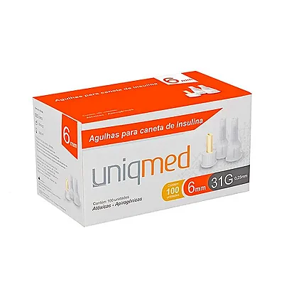 AGULHA CANETA INSULINA 31G 6MM UNIQMED CX 07 UN