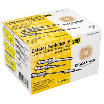 CATETER S/ DISP. SEGURANÇA 24G DESCARPACK CX 100 UN